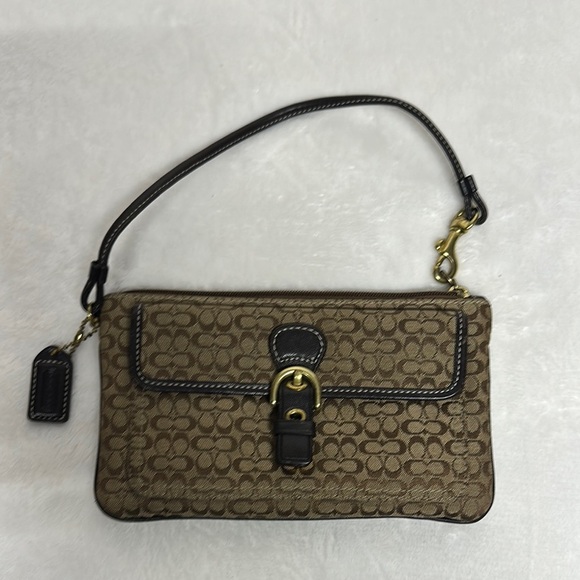 Coach Brown and Tan Geometric Clutch Wristlet - Picture 1 of 11